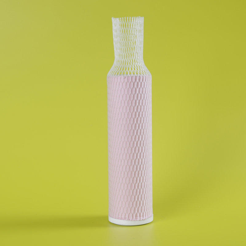Rete elastica per bottiglia di vino in vetro con protezione in rete di plastica PE bianca