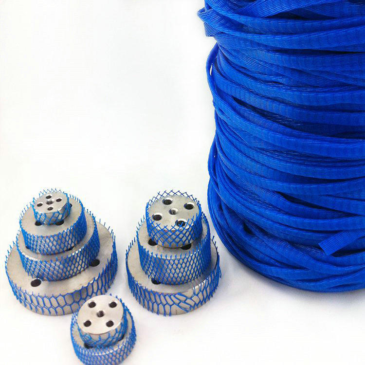 Rete di maniche a rete in plastica rigida blu per alberi a gomiti automatici - Rotoli di rete di protezione dell'imballaggio hardware